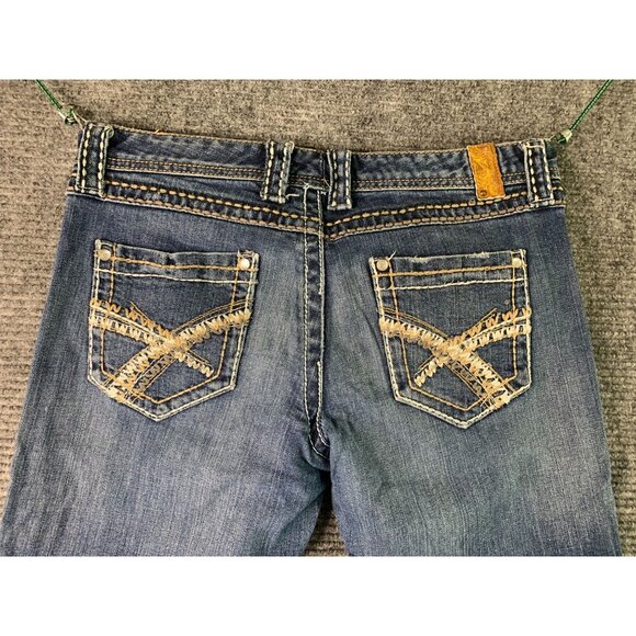 Maurices Womens 9 10 short thick stitching fancy embellished back pockets Jeans - Picture 4 of 10